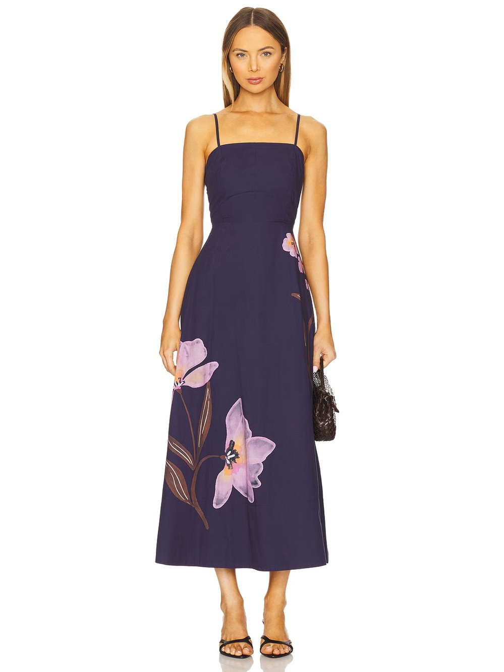 Cleobella Riley Ankle Midi Dress Navy Blue Sleeveless Floral Midi Size XS